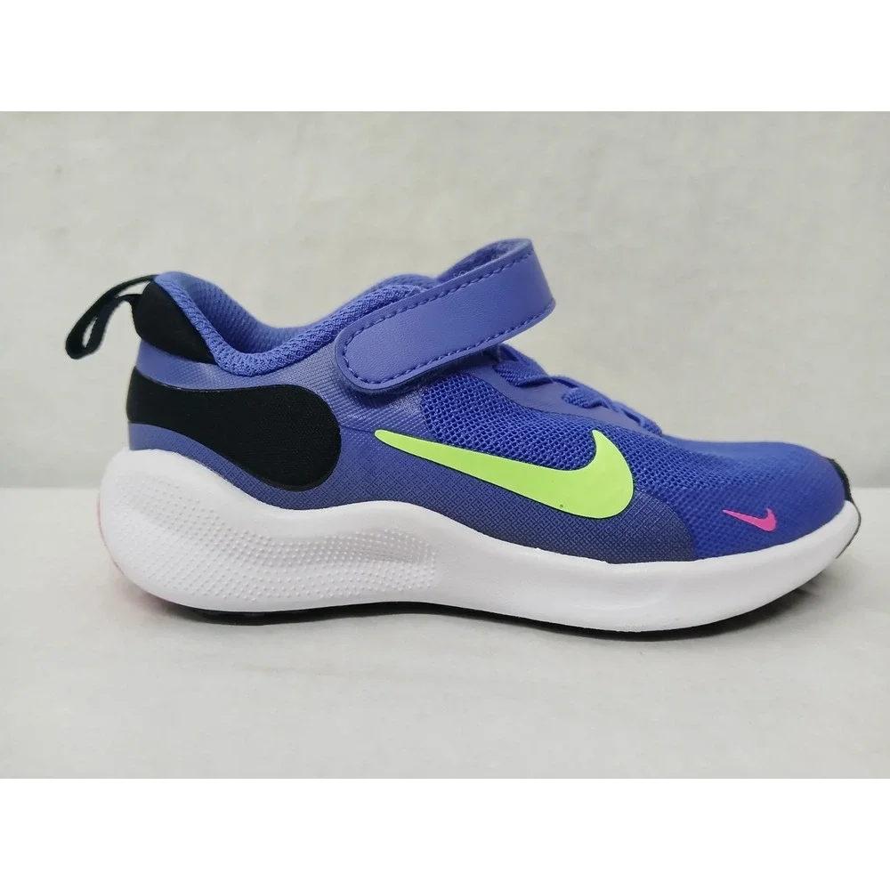 Nike Toddler Revolution 7 Running Shoes FB7690-500 Blue‎ Yellow Black Pink Sz 8